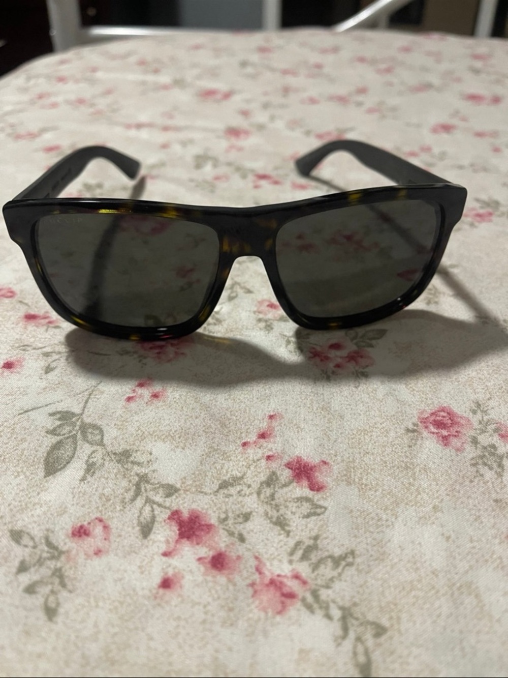 Gucci Tortoiseshell Frame Black Lens Sunglasses